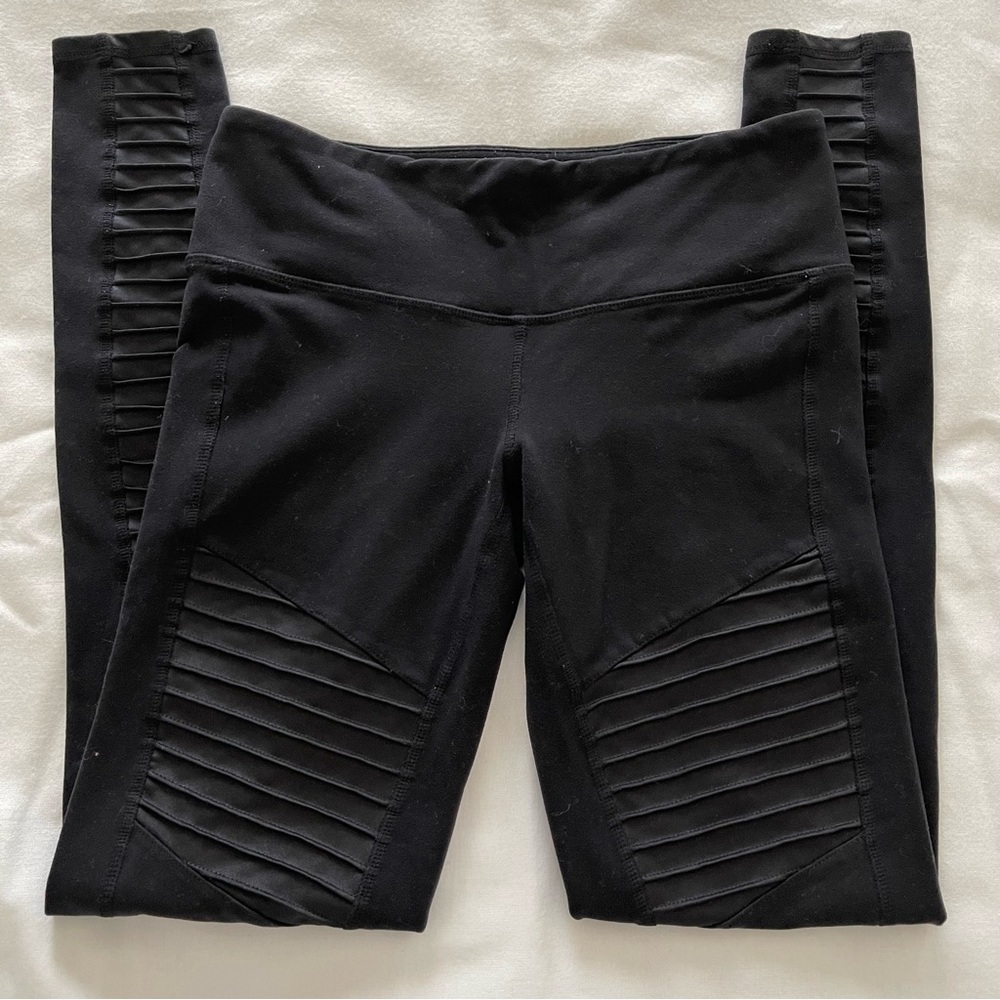 ALO YOGA Womens S Black Moto Full Length High Rise Leggings
